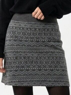 KUHL Adriana Wool Gray Fair Isle Patterned Skirt XS